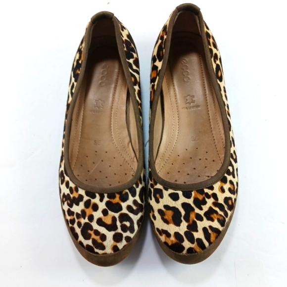 ECCO Leopard Print Ballet Flat Calf Hair Leather Insole Womans 5.5 - Picture 6 of 12